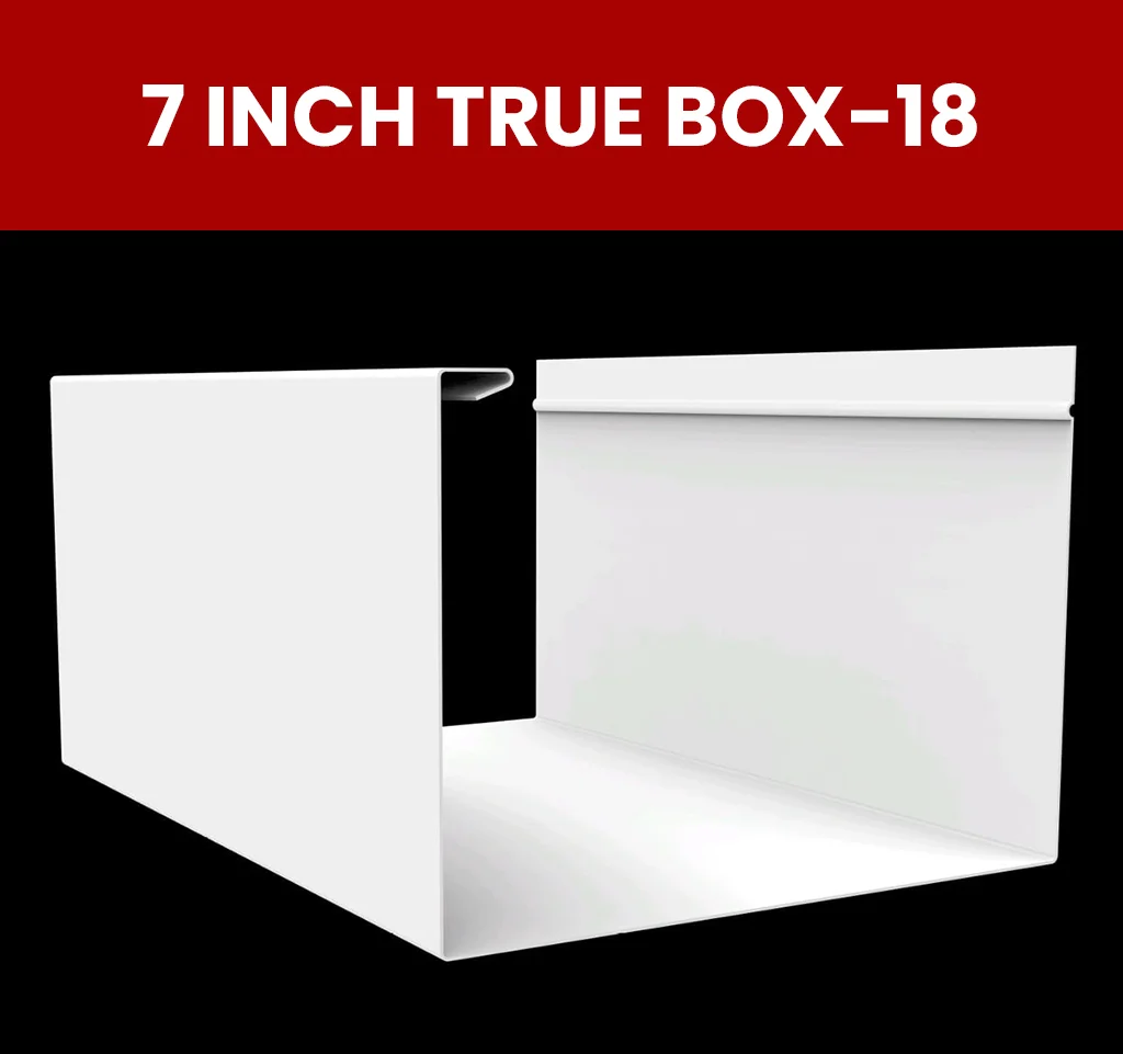 7 inch true box 18 gutter machine making a large seamless box gutter for residential homes.